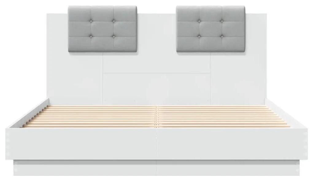 Πλαίσιο Κρεβατιού με Κεφαλάρι και LED Λευκό 140 x 200 εκ. - Λευκό