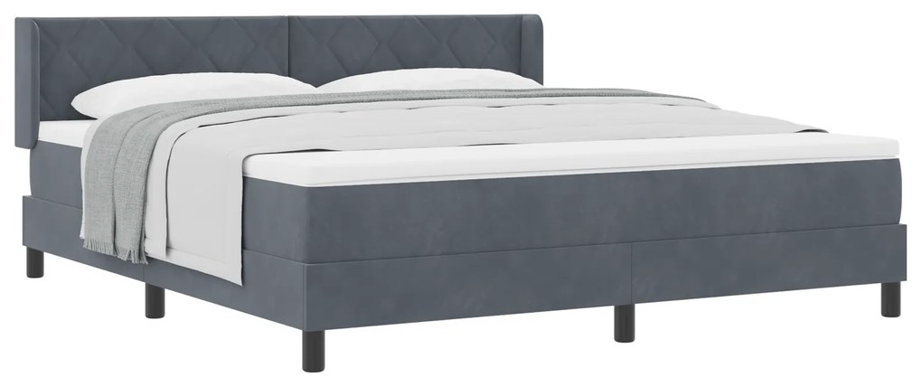 vidaXL Κρεβάτι Box Spring με στρώμα Σκούρο Γκρι 180x200 εκ. Βελούδο
