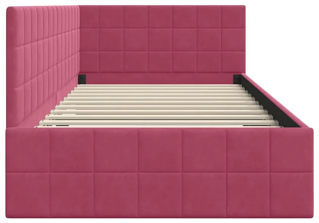 vidaXL Κρεβάτι Γωνίας με κεφαλάρι Μπορντό 90 x 200 cm Βελούδο