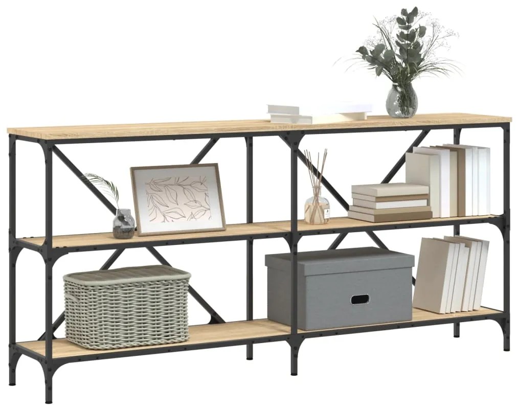 vidaXL Τραπέζι Κονσόλα Sonoma Δρυς 160x30x75 εκ. Επεξ. Ξύλο/Σίδηρος