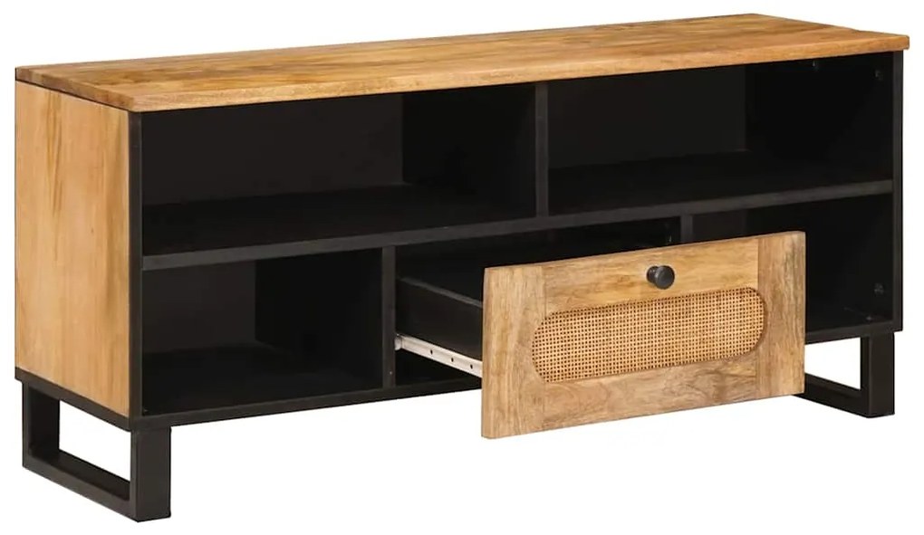 vidaXL Ντουλάπι TV με συρτάρι Καφέ 100 x 33 x 46 εκ Στερεό ξύλο μάνγκο