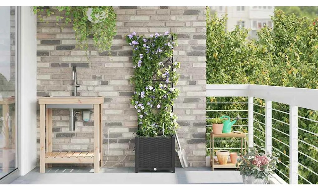 vidaXL Ζαρντινιέρες κήπου Μαύρο 40 x 40 x 142 cm Ατσάλι