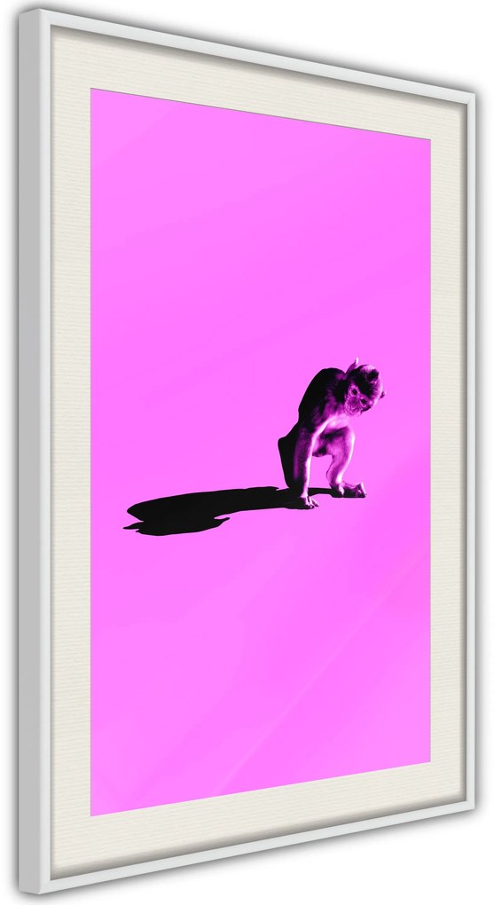 Αφίσα - Monkey on Pink Background - 20x30 - Χρυσό - Χωρίς πασπαρτού