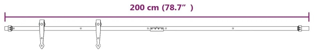 vidaXL Μηχανισμός Συρόμενης Πόρτας Μίνι Λευκή 200 εκ. Ανθρακοχάλυβας