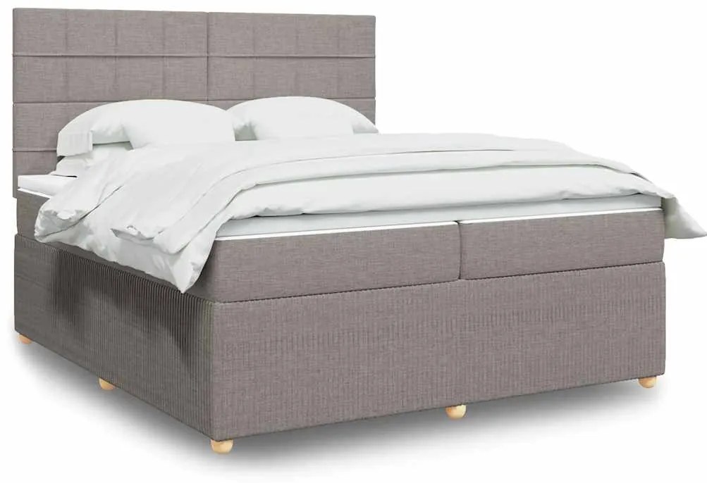 vidaXL Κρεβάτι Boxspring με Στρώμα Taupe 200x200 εκ. Υφασμάτινο