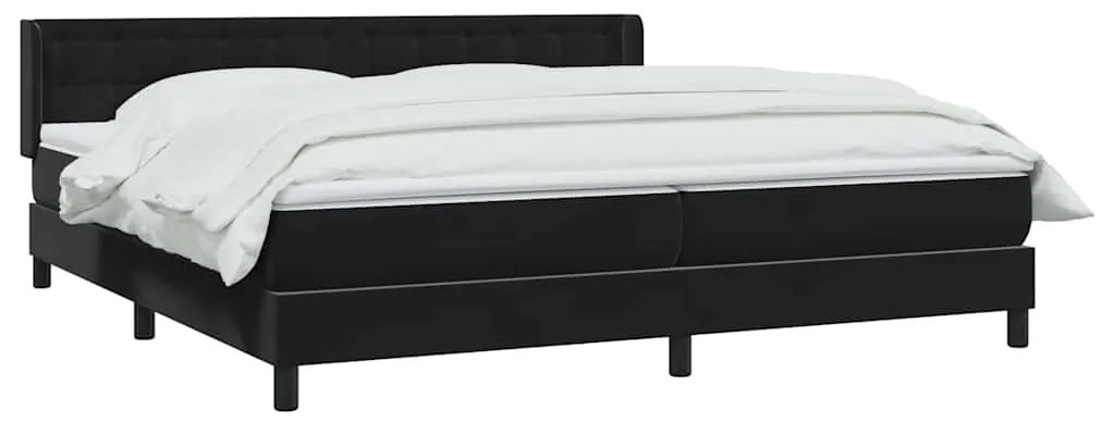 Κρεβάτι Boxspring με Στρώμα Μαύρο 180x210 εκ. Βελούδινο - Μαύρο