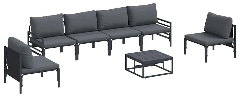 vidaXL Σετ Καναπέ Κήπου 7 pcs Ανθρακί Ατσάλι