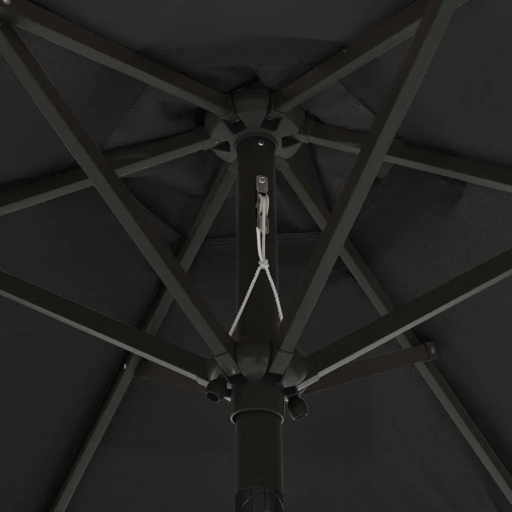 Ομπρέλα με LED Μαύρη 200 x 211 εκ. Αλουμινίου - Μαύρο