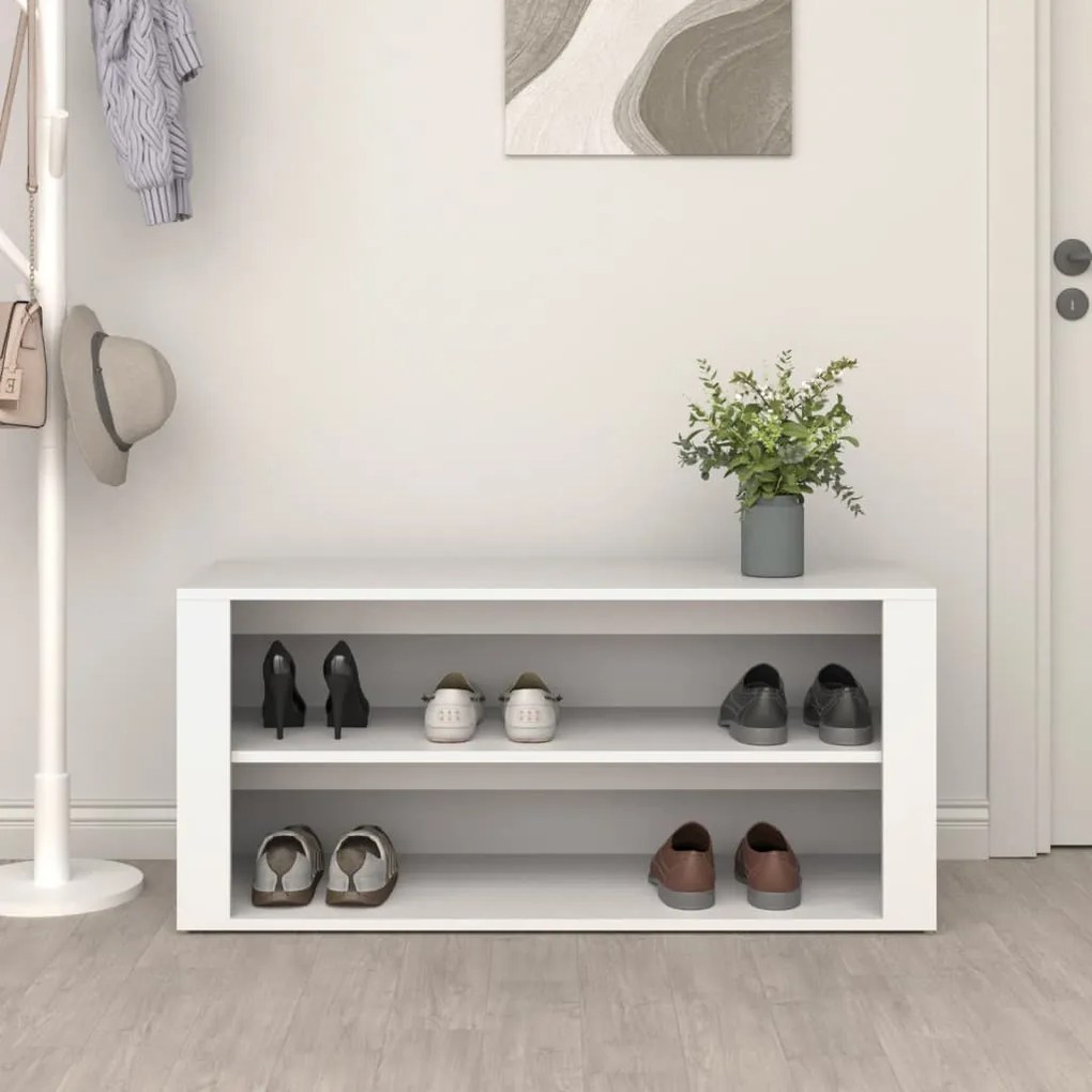 vidaXL Παπουτσοθήκη Λευκή 100 x 35 x 45 εκ. από Επεξεργασμένο Ξύλο