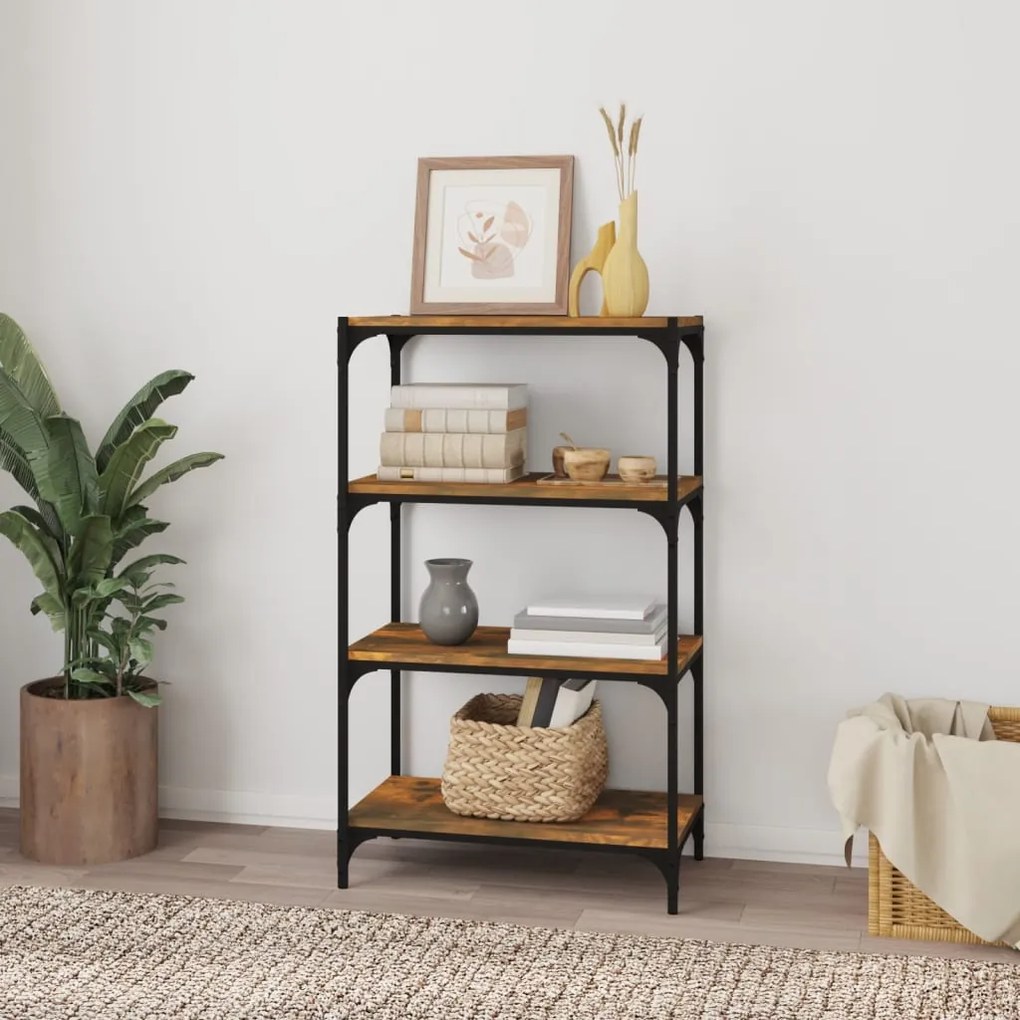 vidaXL Βιβλιοθήκη Καπνιστή Δρυς 60 x 33 x 100 εκ. Επεξ. Ξύλο &amp; Ατσάλι