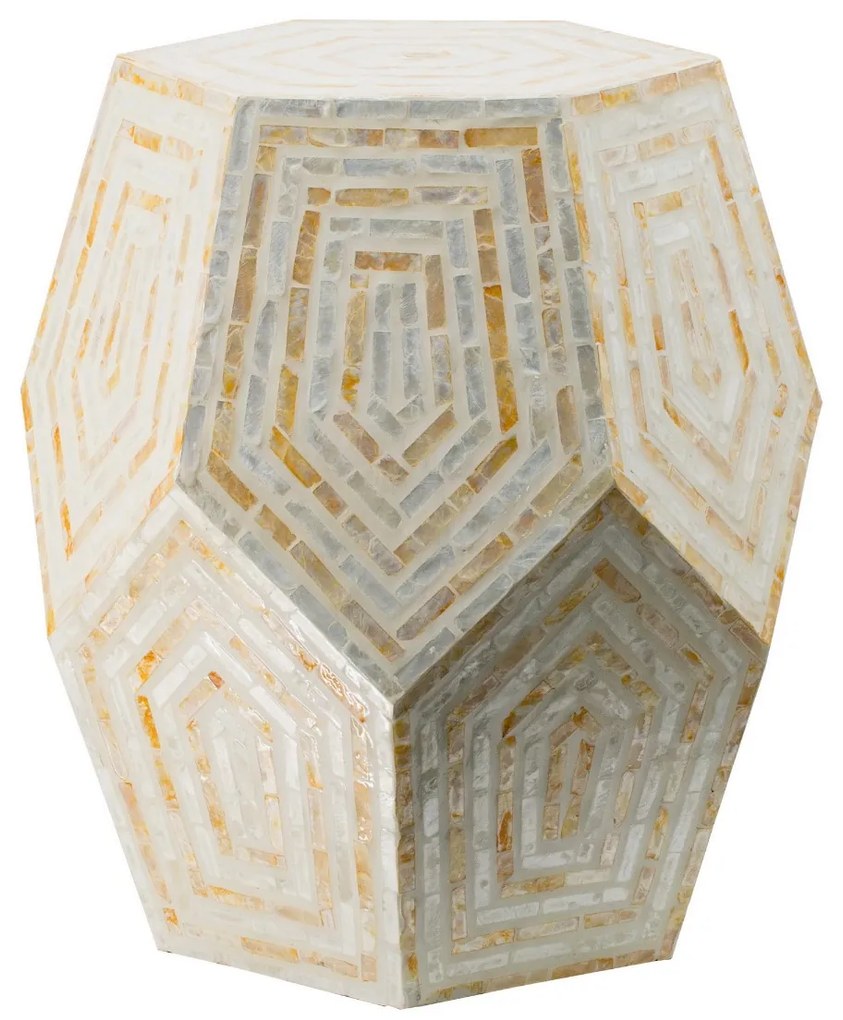 Artekko Ivory Τραπέζι Βοηθητικό Σκαμπό MDF Capiz Μπεζ (46x46x53)cm
