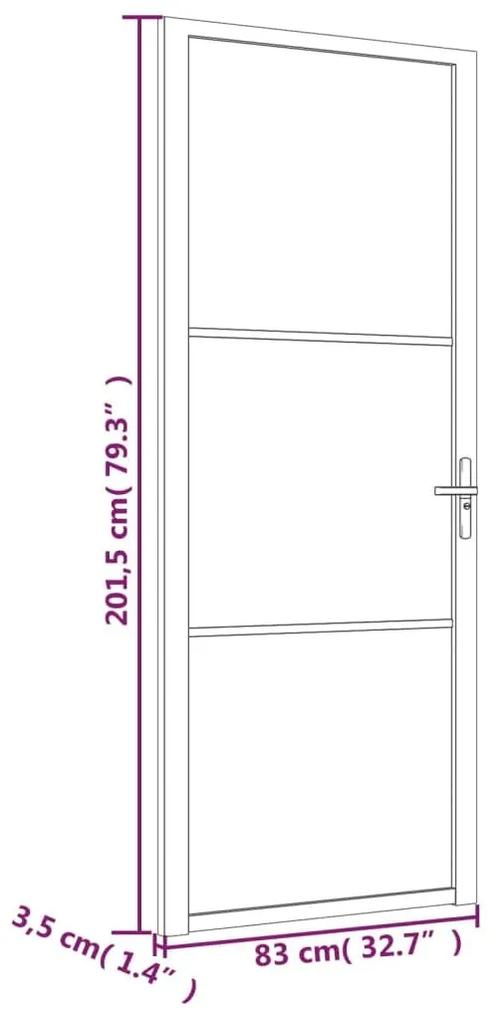 Εσωτερική Πόρτα 83 x 201,5 εκ. Μαύρο Ματ Γυαλί και Αλουμίνιο - Μαύρο