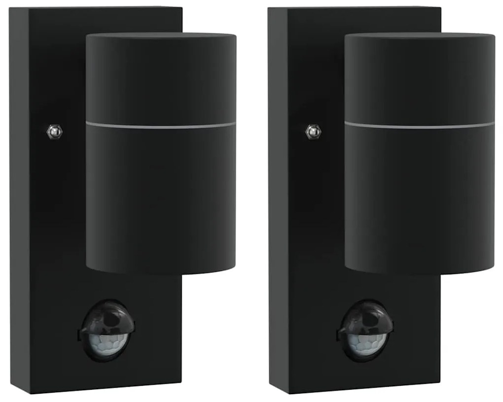 vidaXL Εξωτερικά Φωτιστικά Τοίχου 2 pcs Μαύρο 6.5 x 10.5 x 16 εκ.