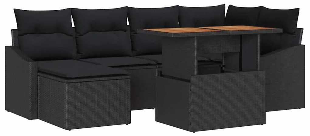 vidaXL Σετ Καναπέ Κήπου με αποθήκευση 7 pcs Μαύρο Πολυ ράταν