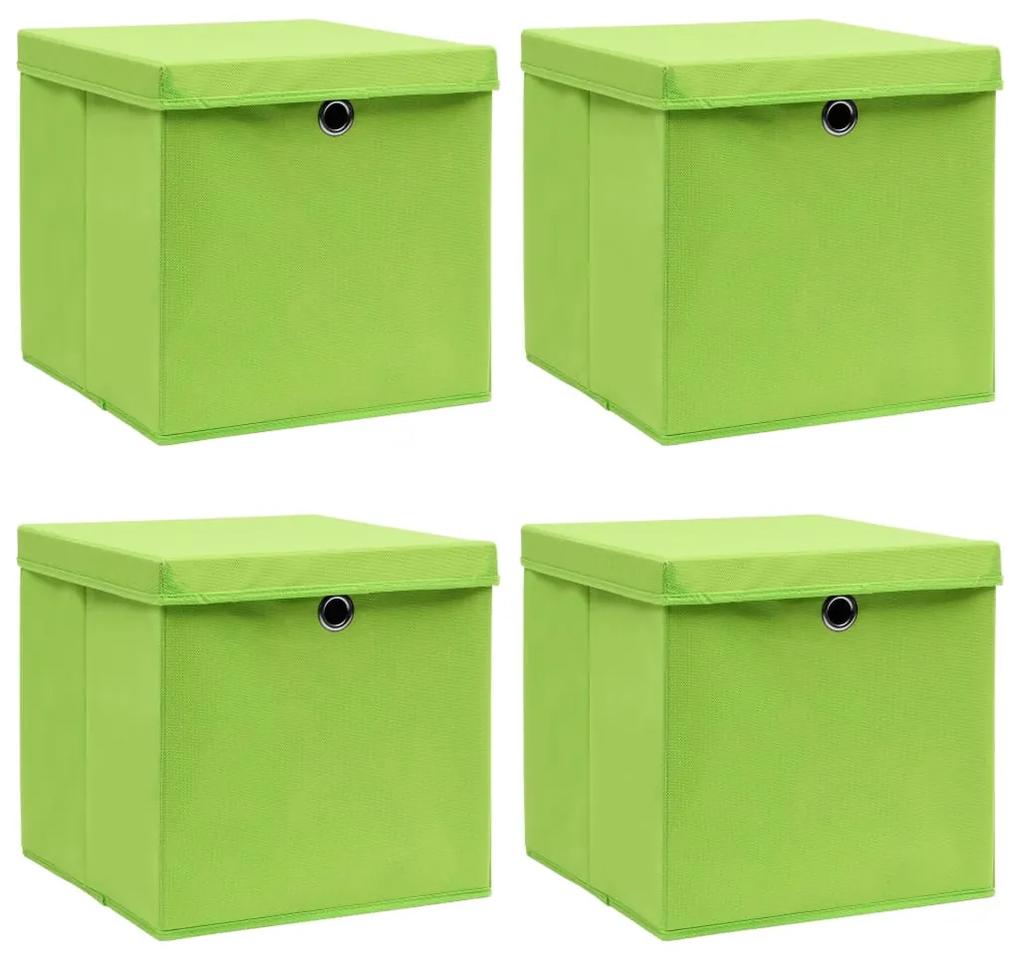 Κουτιά Αποθήκευσης με Καπάκια 4 τεμ Πράσινα 32x32x32εκ Ύφασμα