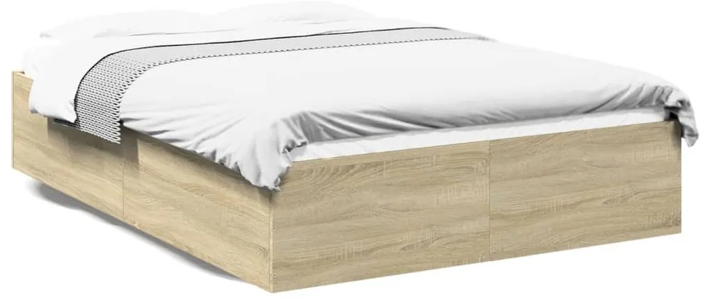 vidaXL Πλαίσιο Κρεβατιού Sonoma Δρυς 135x190 εκ. Επεξεργασμένο Ξύλο
