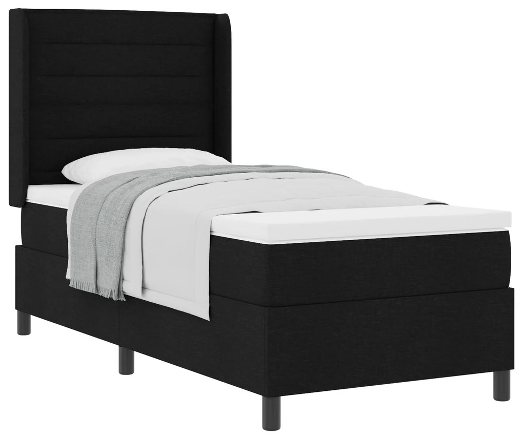 vidaXL Κρεβάτι Box Spring με μαξιλάρι Μαύρο 80x200 εκ. Ύφασμα