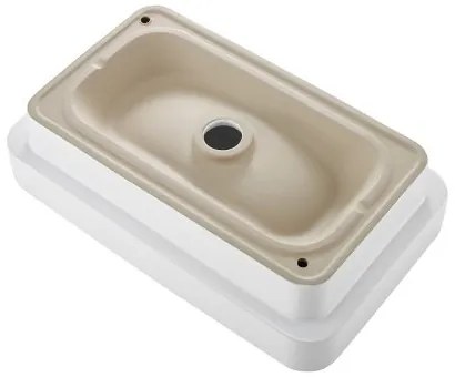 VEVOR Semi Recessed Bathroom Sink, 490 x 305 mm Rectangular White Ceramic Vessel Sink with 45 mm Drain Hole, Drop in Modern Lavatory Vanity Bath Wash Bowl Basin, Rectangle for Bathroom Small Space