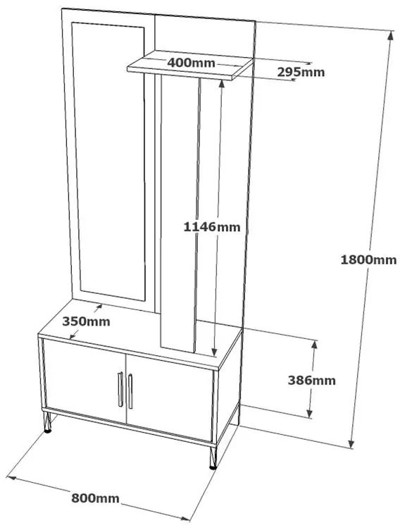 Έπιπλο εισόδου Bridger μαύρο-καρυδί 80x35x180εκ 80x35x180 εκ.