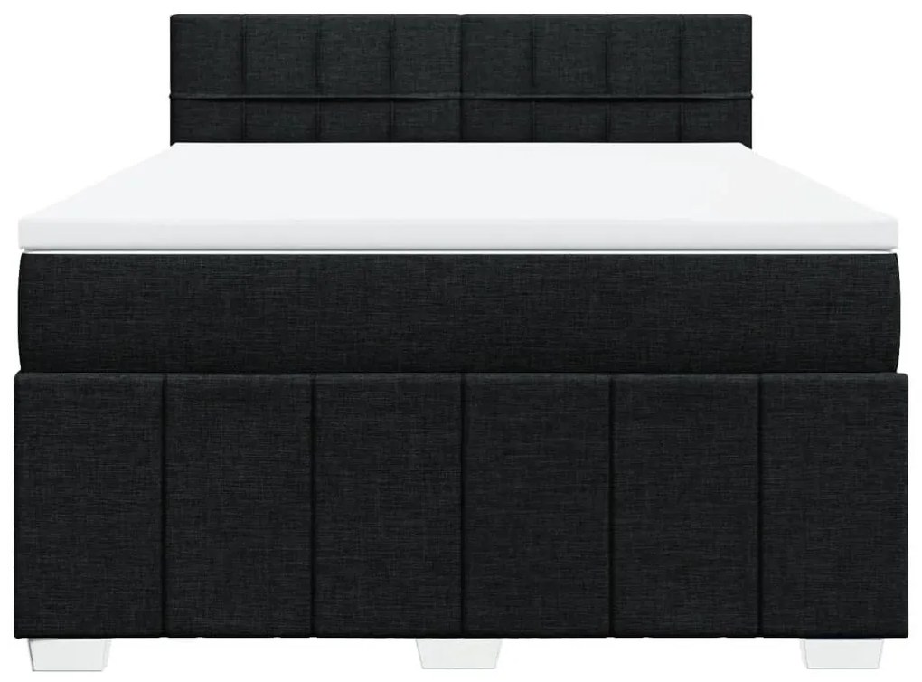 Κρεβάτι Boxspring με Στρώμα Μαύρο 160x200 εκ. Υφασμάτινο - Μαύρο