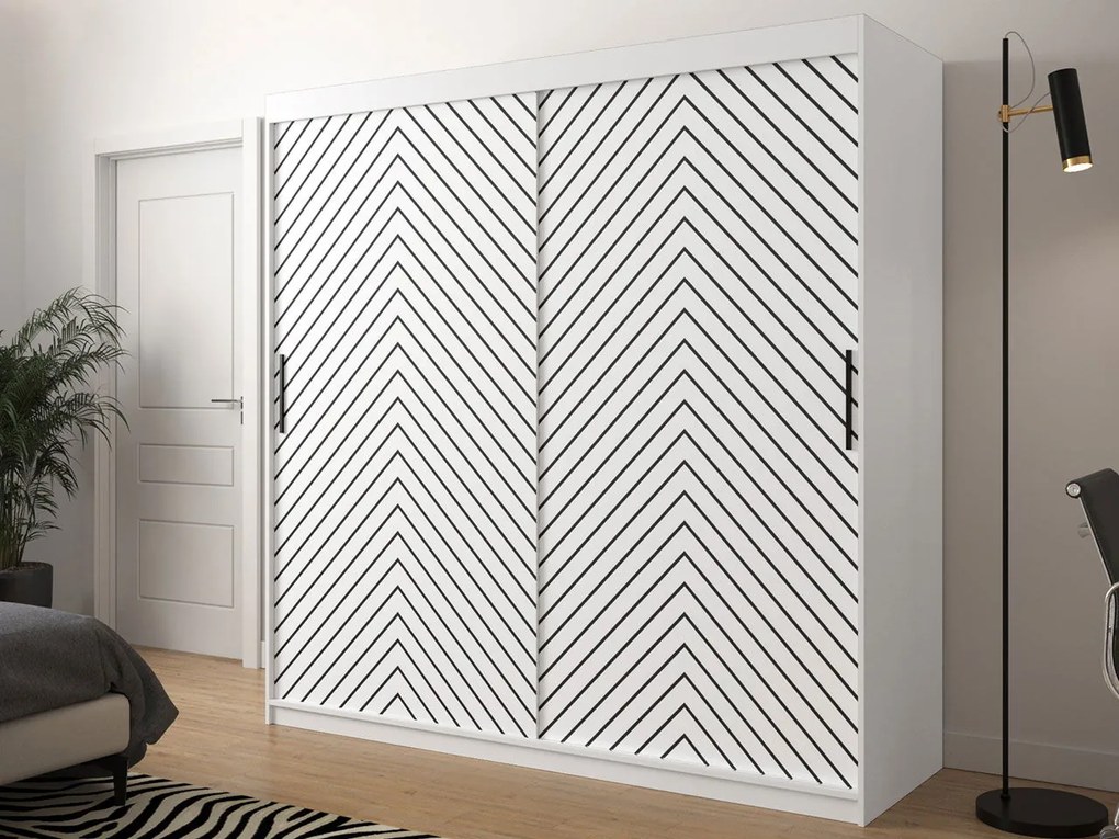 Ντουλάπα συρόμενη Jodelka-Leuko-Mauro-Μήκος: 200 εκ.