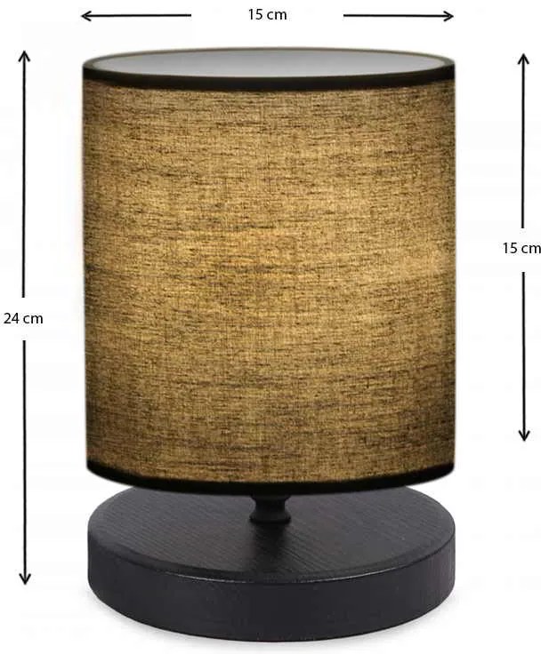 Φωτιστικό επιτραπέζιο Hassard Megapap ύφασμα/Mdf χρώμα καφέ/μαύρο 15x16x22εκ.