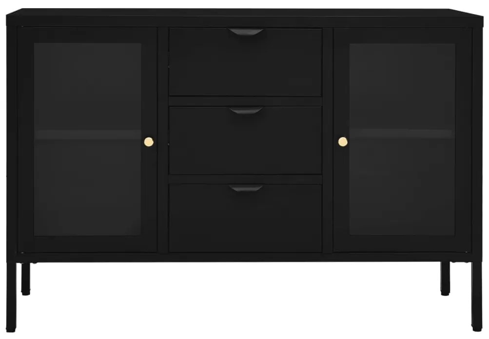 vidaXL Μπουφές Μαύρος 105 x 35 x 70 εκ. από Ατσάλι και Ψημένο Γυαλί