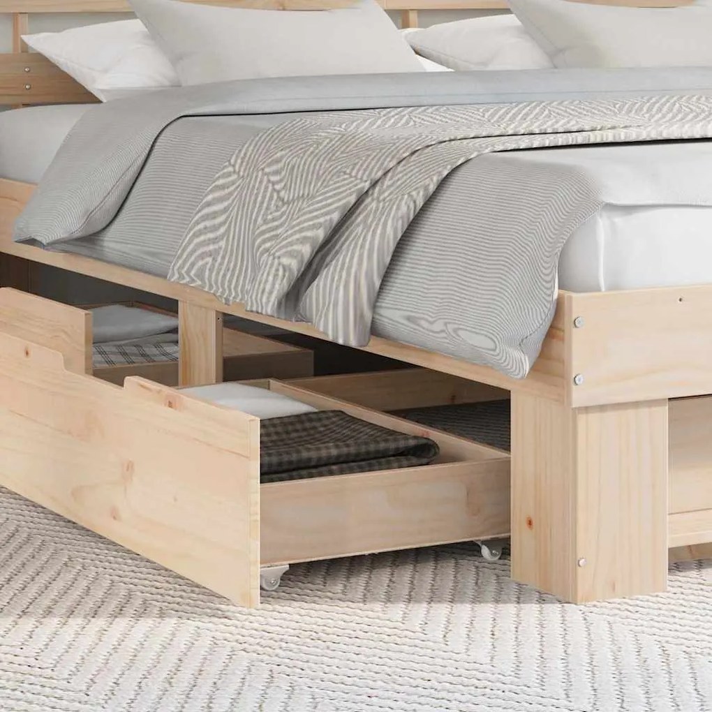 vidaXL Σκελετός Κρεβατιού Καφέ 180 x 200 cm Μασίφ ξύλο πεύκου