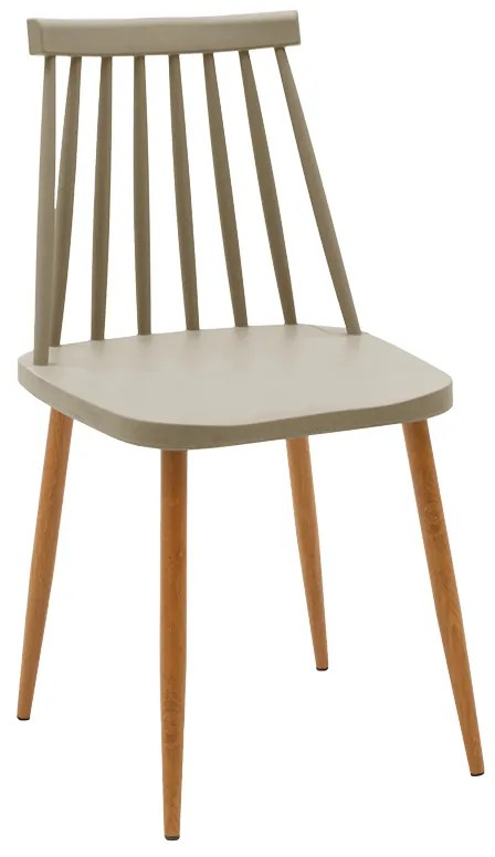 Καρέκλα Aurora pakoworld PP μόκα-φυσικό πόδι 43x48x79εκ. Model: 262-000017