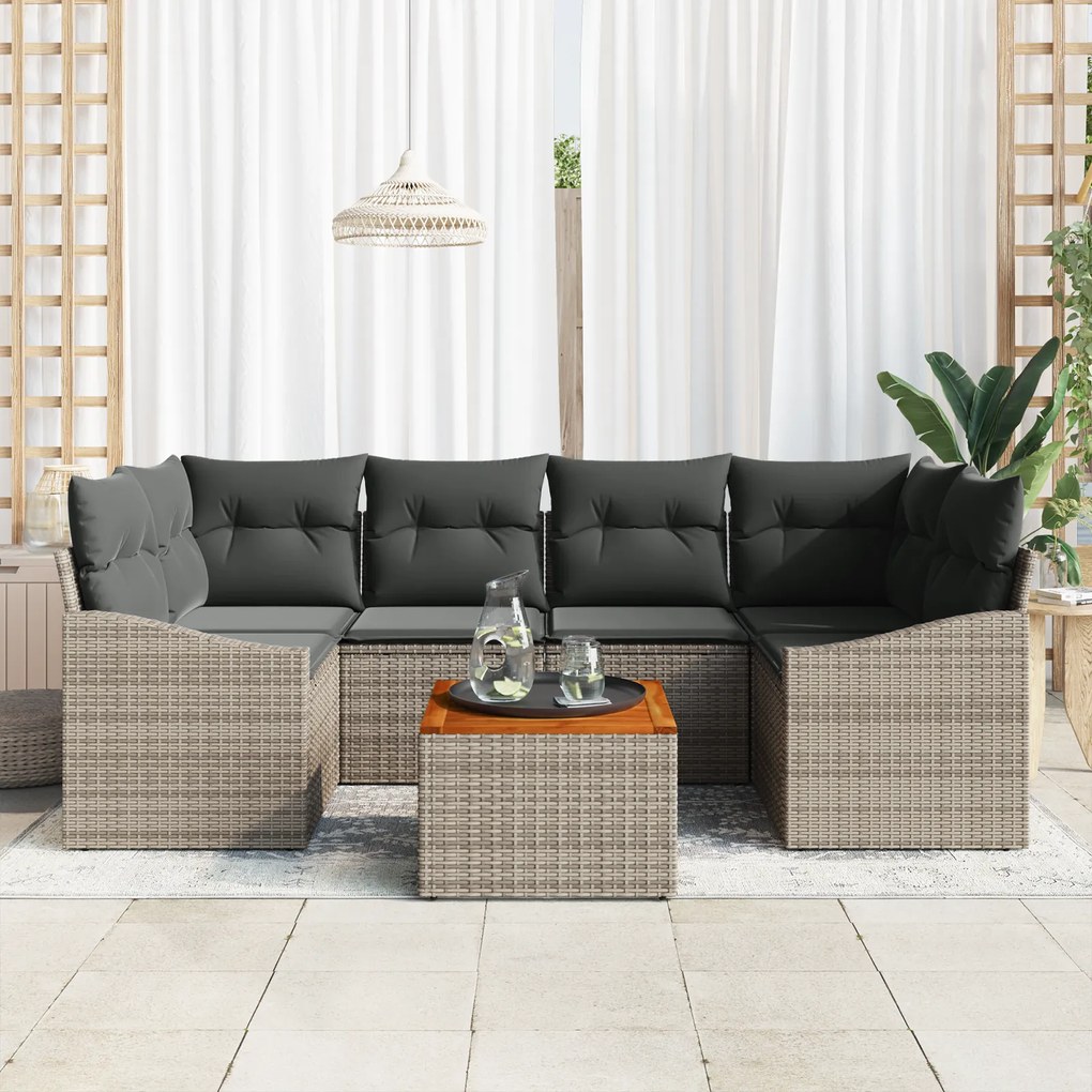 vidaXL Σετ Καναπέ Κήπου 7 pcs Γκρι 55 x 55 x 37 εκ