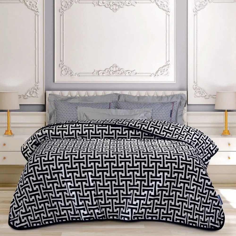 Κουβέρτα 2213 Velour Grey-Black Greenwich Polo Club Υπέρδιπλo 220x240cm Acrylic
