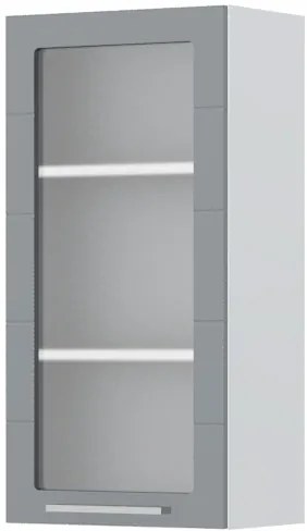 Ντουλάπι κρεμαστό Hudson V9-45-1KS με βιτρίνα-Λευκό - Γκρι - 45.00Χ32.00Χ91.00cm