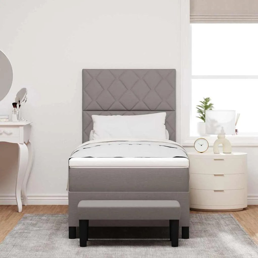 vidaXL Κρεβάτι με ελατήρια με στρώμα Taupe 100 x 200 cm ύφασμα