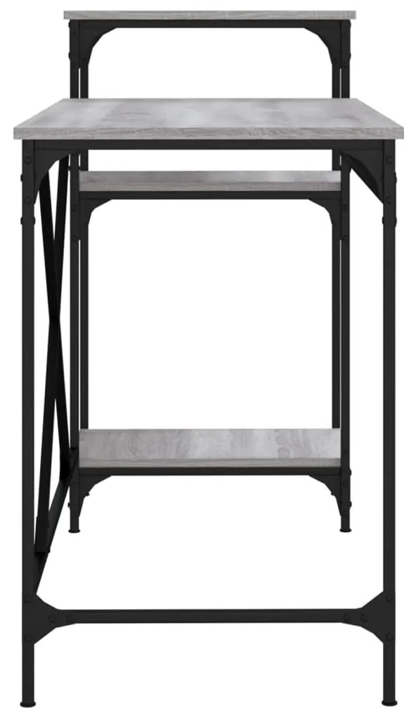 vidaXL Γραφείο με Ράφια Γκρι Sonoma 135x50x90 εκ. Επεξ. Ξύλο/Σίδηρος