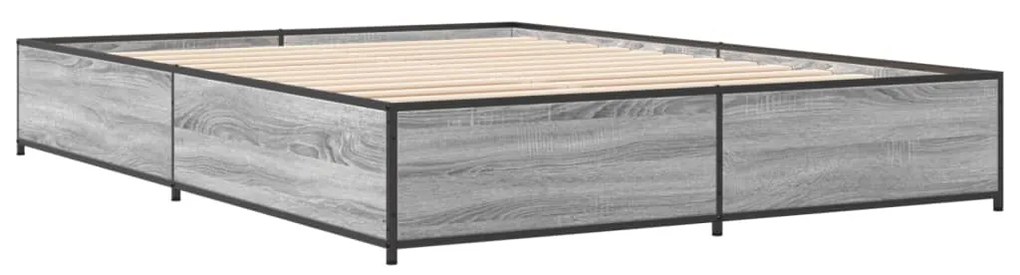 vidaXL Πλαίσιο Κρεβατιού Γκρι Sonoma 135x190 εκ. Επεξ. Ξύλο &amp; Μέταλλο