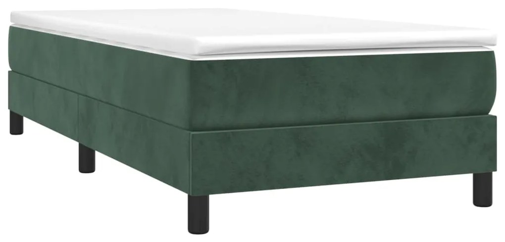 vidaXL Κρεβάτι Boxspring με Στρώμα Σκούρο Πράσινο 90x190 εκ. Βελούδινο