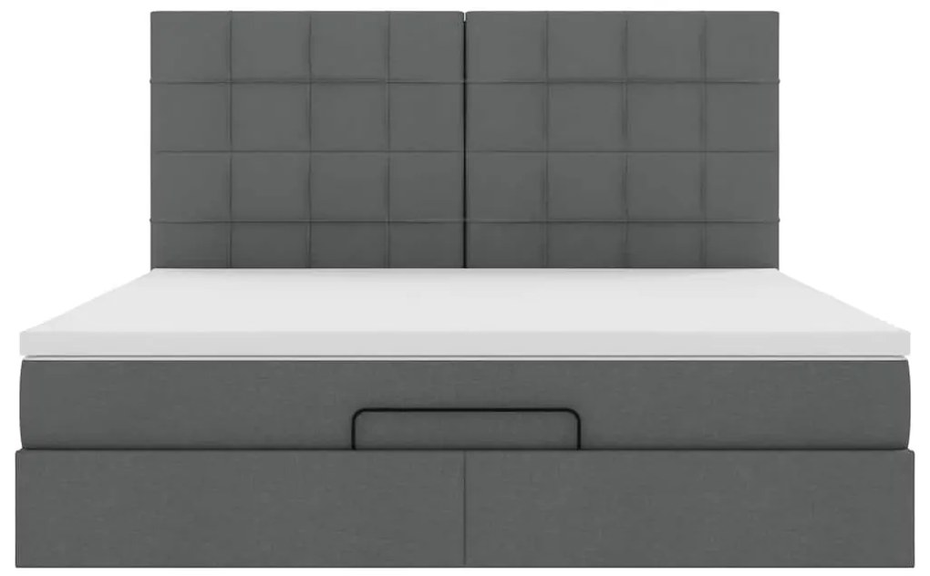 vidaXL Οθωμανικό κρεβάτι με στρώμα σκούρο γκρι 180x200cm ύφασμα