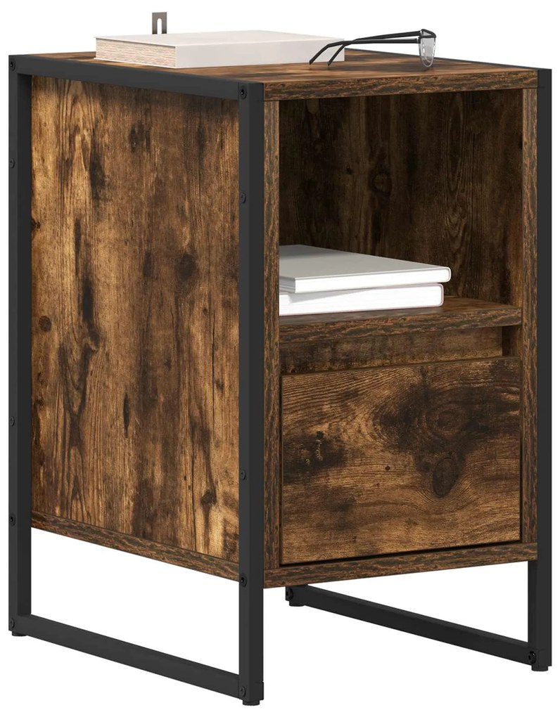 vidaXL Κομοδίνο Καπνιστό Δρύς 39,5 x 30 x 50 εκ Επεξεργασμένο ξύλο