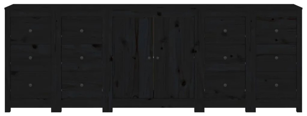 Ντουλάπι Μαύρος 230x35x80 εκ. από Μασίφ Ξύλο Πεύκου - Μαύρο