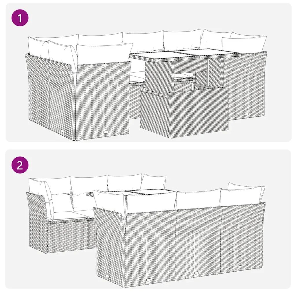 vidaXL Σαλόνι Κήπου Σετ 7 τεμ. Μπεζ Συνθετικό Ρατάν με Μαξιλάρια