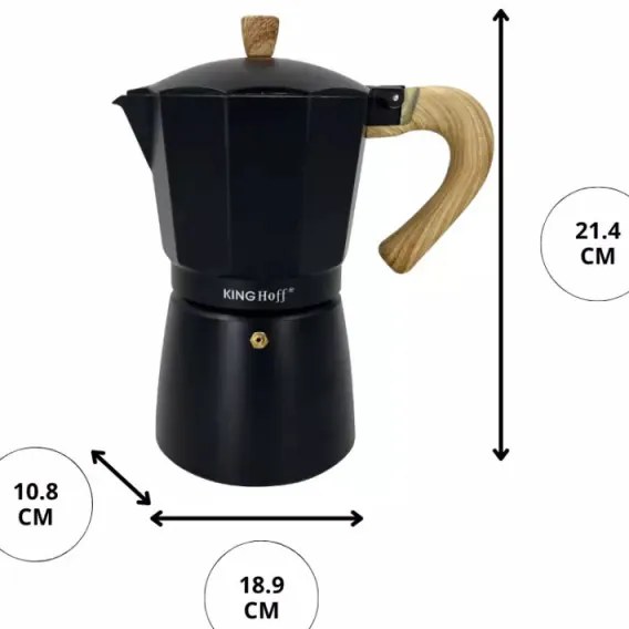 Καφετιέρα Kubinska Kinghoff KH 1887, 9 μπολ, 450 ml, Αλουμίνιο, Επαγωγή, Μαύρο.