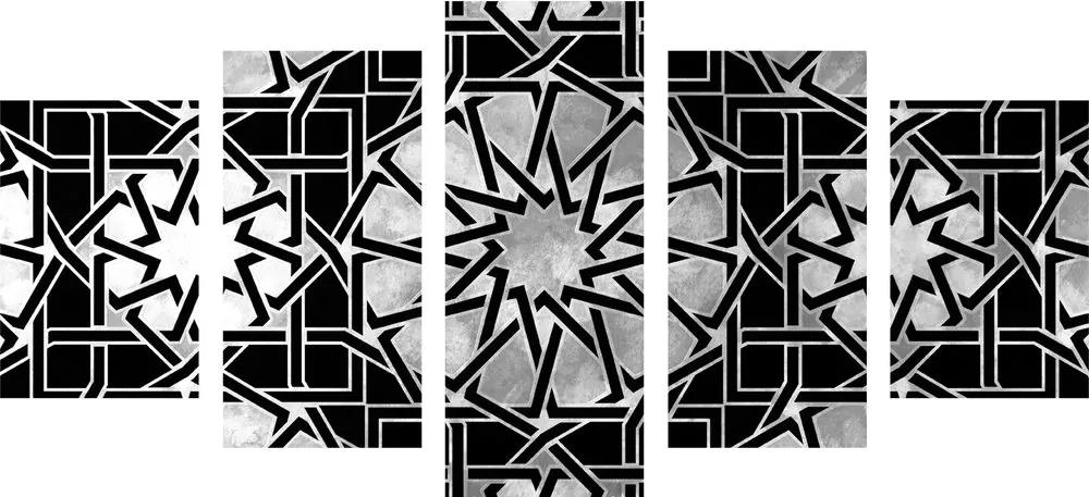 Ανατολίτικο μωσαϊκό 5 τμημάτων εικόνας σε ασπρόμαυρο