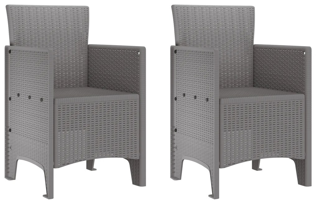 vidaXL Σέτ φαγητού για κήπο 3 pcs Ανοιχτό γκρι Rattan Polt