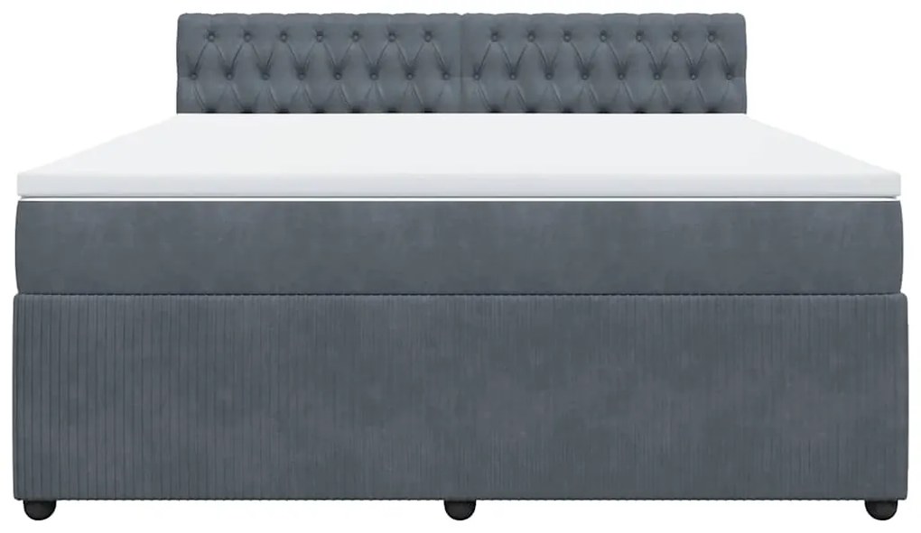 vidaXL Κρεβάτι Boxspring με Στρώμα Σκούρο Γκρι 180x200 εκ. Βελούδινο