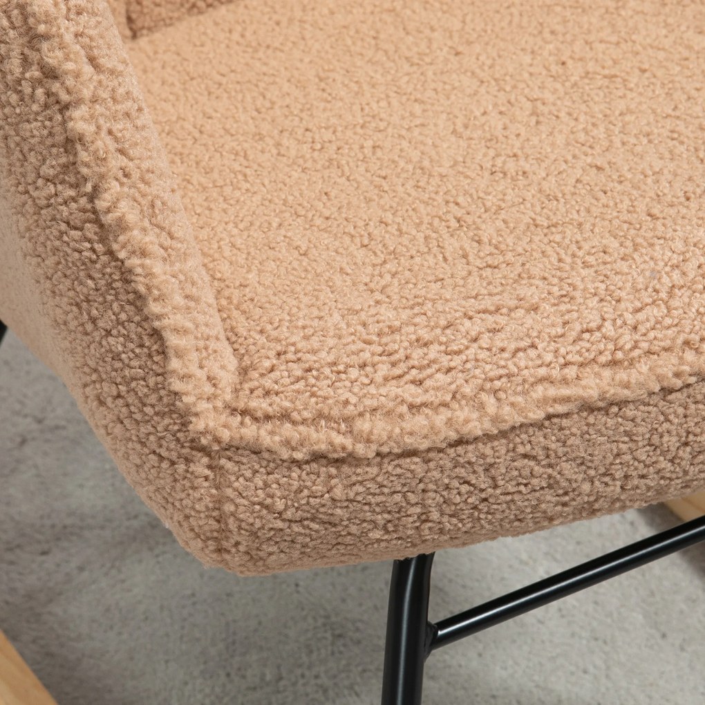 Πολυθρόνα-κουνιστήρα σε ρετρό στυλ, μασίφ ξύλο, πολυθρόνα, πολυθρόνα χαλάρωσης, 98 cm x 71 cm x 101 cm, Καφέ