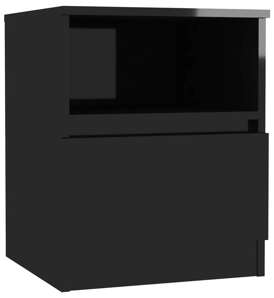 vidaXL Κομοδίνα 2 τεμ. Γυαλιστερό Μαύρο 40x40x50 εκ. από Μοριοσανίδα