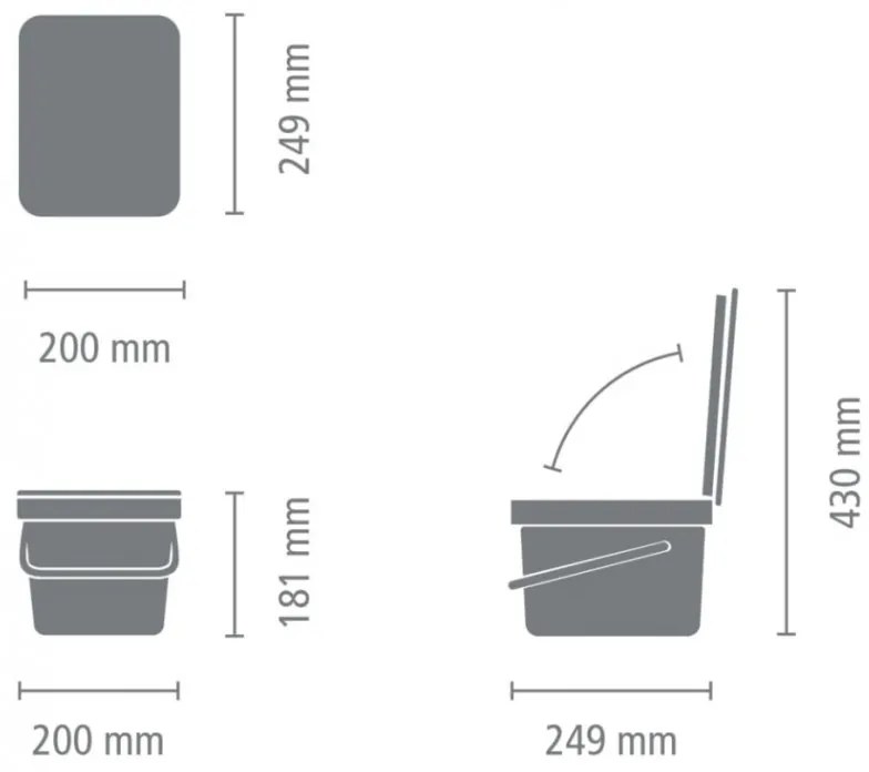 Κάδος χωριστής συλλογής απορριμμάτων Brabantia Sort&Go 1005514, 6 l, Χειρολαβή, Επιτοίχιος, Ανοιχτό γκρι