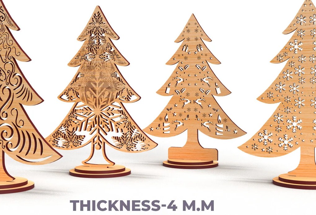Σετ των 2 Intra απο ξύλο plywood 3mm-4mm πάχος - Χριστουγεννιάτικο Δέντρο Κόψιμο με Λέιζερ Δίασταση 20x20 cm INTRAFABR-84944923