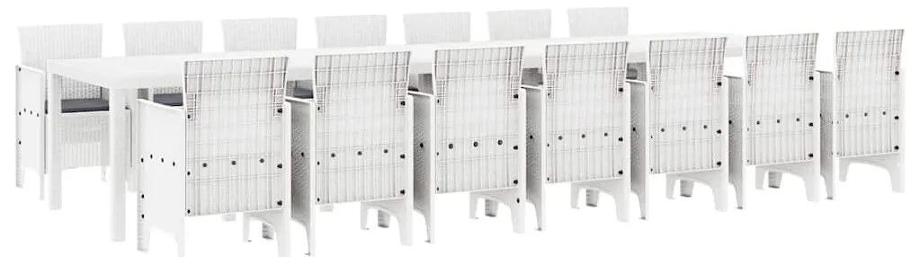 vidaXL Σετ Τραπεζαρίας Κήπου με Μαξιλάρια με μαξιλάρι 15 pcs Λευκό PP