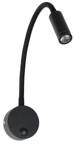 GOOSE 61690 Φωτιστικό Τοίχου-Απλίκα LED 3W 300lm 36° AC 220-240V IP20-Reading Light-Θερμό Λευκό 2700K Μαύρο Αλουμίν Globostar-61 61690